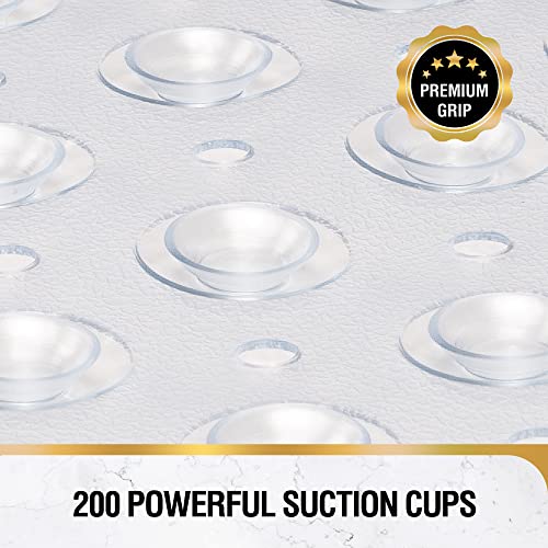 HITSLAM Non Slip Bath Mat for Tub, 100 x 40cm Extra Long Shower Mat Anti Mould, Machine Washable Bathroom Bathtub Mat with Suction Cups and Drain Holes, Soft on Feet, Clear - Image 3