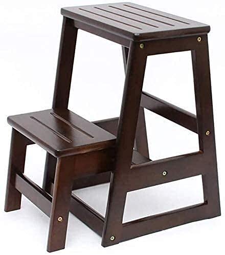 Tabouret pliant en bois lot de 2 et chaise échelle multifonctionnelle maison escabeau double usage