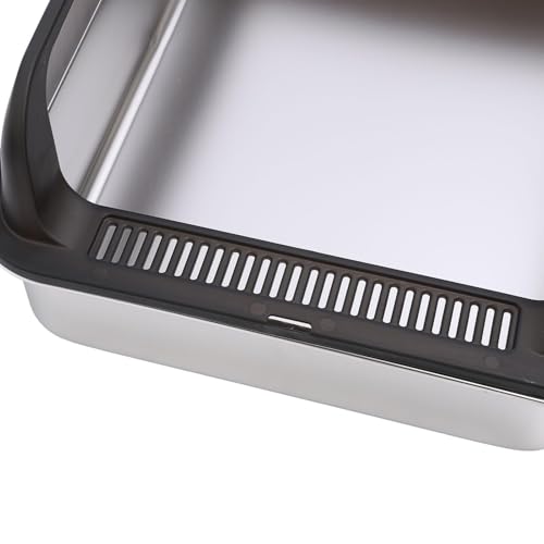 Arenero para gato de acero inoxidable con tapa negro miniatura 5