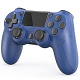 Wireless Controller Compatible with PS-4/Pro/Slim Controller, high performence Controller Built-in 1000mah Rechargeable Battery, Gamepad Remote with Audio/Touch Pad/Dual Vibration Function(Blue)