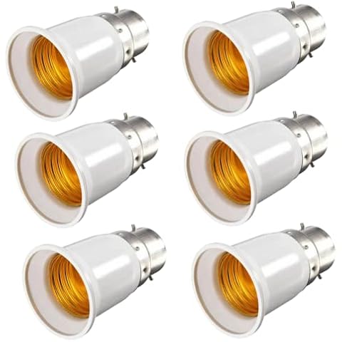 6 Pack B22 to E26/E27 Lights Socket Adapter,Bulb Holder Bayonet to Screw Converter, Lighting Accessories Base Socket Adapter Converter for LED Light Lamp Bulb Bayonet Screw Light Bulb Cover