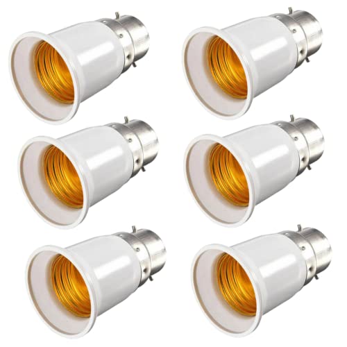 J U H U T O N G B22 to E27 Adapter-6PCS,Bayonet to Screw Bulb Adaptor, Light Bulb Adapter,BC to ES Lamp Base Adapterfor LED, Incandescent, CFL Bulbs