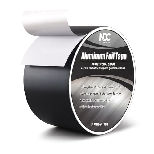 Image of Aluminum Foil Tape, 3 inch x 164Ft, Black | 3.94mil, Heat & UV Resistant, Waterproof for Ductwork Sealing, Dryer Vent, HVAC Air Insulation, Metal Repairs Patching