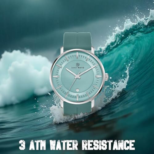 Image of Analog Watch for Men with Silicone Band | Magnetic Lock Strap | Japanese Quartz Movement | Water Resistant | Formal & Casual Wristwatch Gift