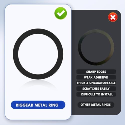 Image of RIGGEAR for MagSafe Ring Sticker, Universal Metal Plate Adapter Ring for Phones /Cases to Work with Magnetic Accessories - Black (Pack of 2)