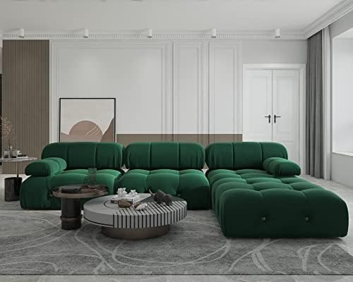 BOKIFOL Sectional Sofa, Modular Sectional Couch with Ottomans- L Shaped Couch for Living Room, 4 Seater Sofa Sets,104″(Green)