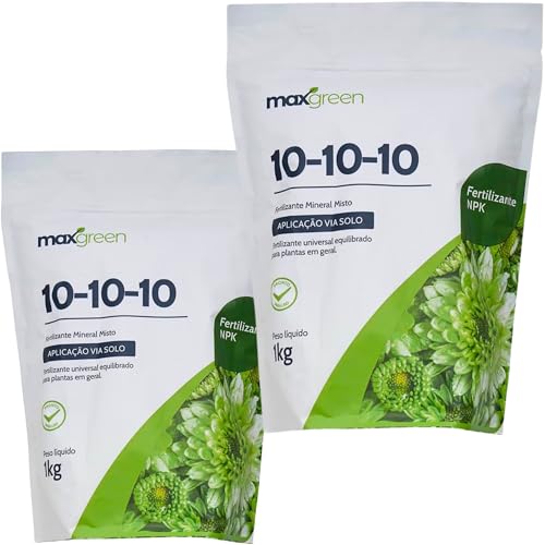 Kit 2 Fertilizante 1kg Maxgreen 10-10-10, Adubo Mineral Misto, NP...
