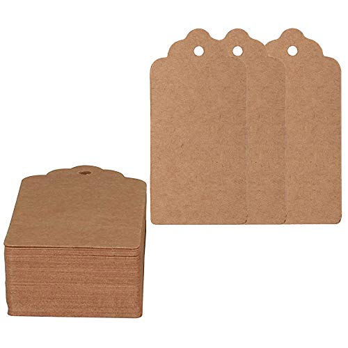 200pcs Kraft Paper Tags for Gift Tags - Kraft Paper Tags, Merchandise Tags, Writable Tags, Mini Tags, Craft Hang Labels, Name Price Size Labels, for Wedding, Birthday, Party Favor, Kraft Brown