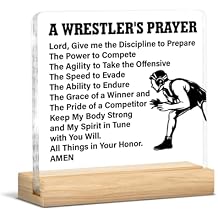 Wrestling Gifts for Boys Men, Gifts for Wrestlers Wrestling Lovers, a Wrestlers Prayer Clear Acrylic Desk Decorative Sign Home Office Desk Decor