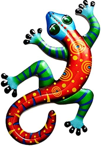 Dickly 2 Stück Gecko Wanddekoration - Metall Eidechsen Für Garten & Wohnung 30x13,5cm