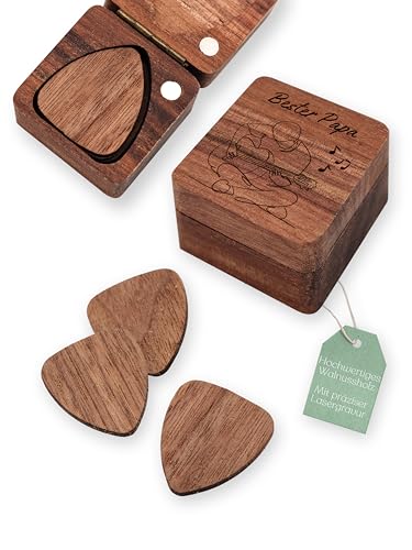 Abenteuernah Guitar Pick Box, Guitar Picks as a Gift for Men, Guitarist, Partner, Brother, Music Band, Rock Band, Musician, Unique Personalised (Bester Papa)