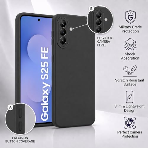Image of FIRST MART Matte Silicone Back Cover for Samsung Galaxy S25 FE - Black