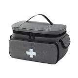 Bolsa portátil de primeros auxilios, 28 x 19 x 16 cm, bolsa de emergencia vacía con varios compartimentos, bolsa de medicamentos de gran capacidad, farmacia de viaje, resistente al agua, bolsa de