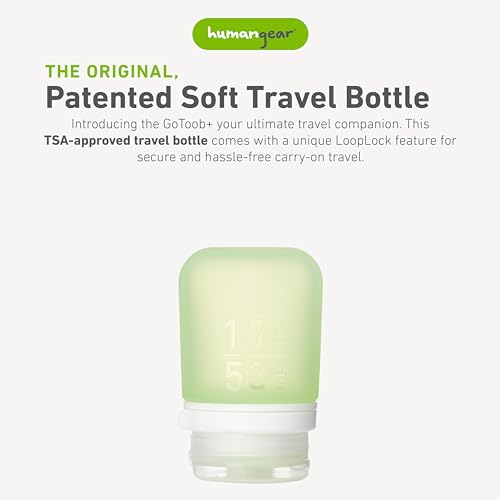 Image of humangear GoToob+ (Small) | Refillable Silicone Travel Bottle | Locking Lid | Food-Safe Material | Green, Small (1.7 fl.oz; 53ml)