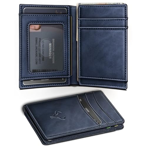 BULLIANT Slim Wallet For Men 12Cards,Magnetic Flip Build-in Money Clip Airtag Compatible-RFID Blocking