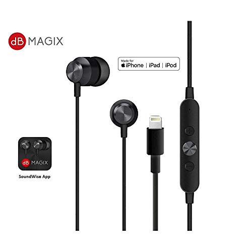 dB MAGIX PLX1 - MFi Certified - Hi-Fi Lightning Earphone Compatible iPhone X/XS/XS Max/XR iPhone 8 iPhone 7 (Wired, Metallic Black)