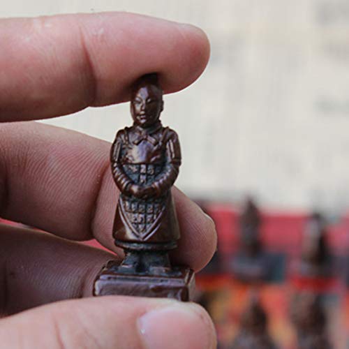 Juego de ajedrez vintage terracota chino 32 piezas miniatura 5
