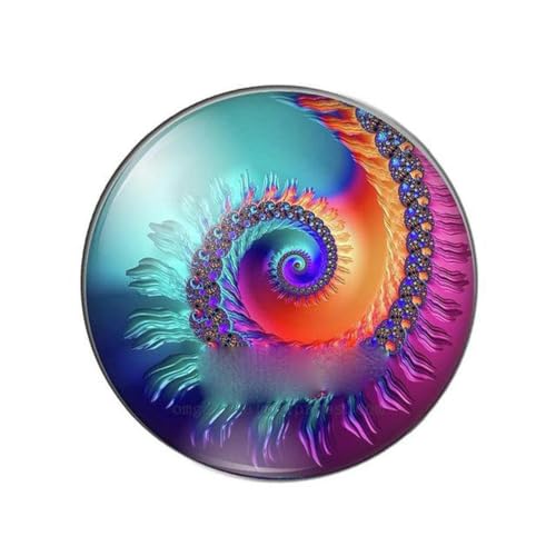 ASHAON Colorful Fractals Rotating pattern 10pcs 12mm/18mm/20mm/25mm Round photo glass cabochon demo flat back Making findings-H-18mm