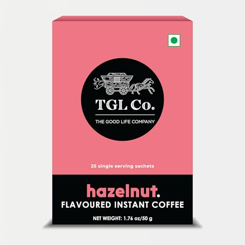 Image of TGL Co. Hazelnut Flavored Instant Coffee Sachets (Pack of 25) Crafted from Premium Arabica and Robusta Beans | Travel Pack