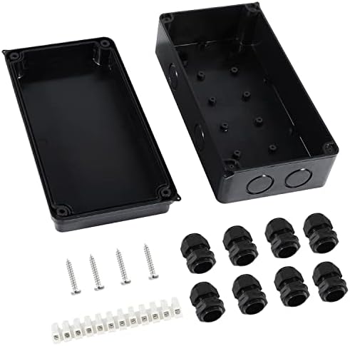 IP65 Waterproof Junction Box Large ABS Electrical Box Outdoor Cable Connector,Black(200x100x70mm)