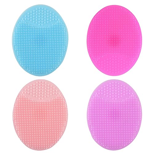4 Pièces Silicone Brosse Nettoyante Pour Visage Exfoliant Masser Les Pores Enlever Les Points Noirs Tous Les Types De Peau（Rose Rouge, Rose, Bleu, Violet）