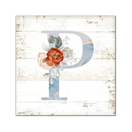 Lettres de l'alphabet rétro en bois et marbre P, décoration murale haut de gamme 30cm