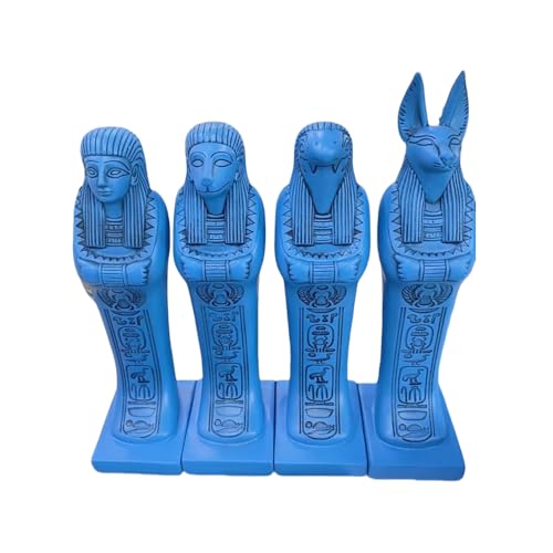 Juego de 4 estatuas de dioses egipcios en resina