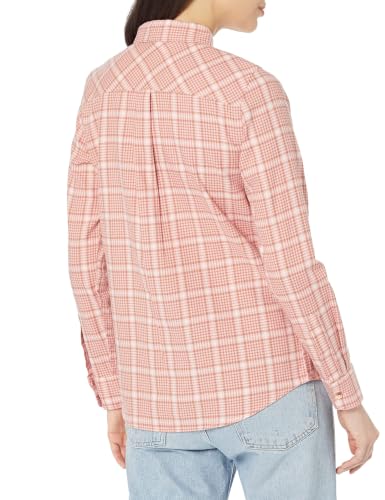 Image of Amazon Essentials Women's Regular-Fit Long-Sleeve Lightweight Plaid Flannel Shirt with Brushed Finish, Shirttail Hem