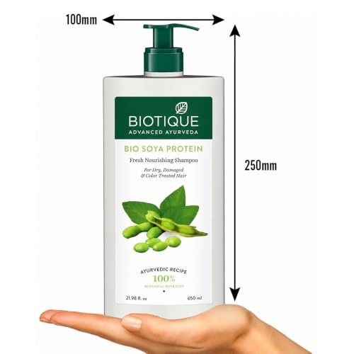 Image of Biotique Soya Protein Fresh Nourishing Shampoo | Repairs Dry and Damaged Hair |Maintains pH Balance |Promotes Healthy Shiny Hair| Prevents Color Fading | All Skin Types | 650ml