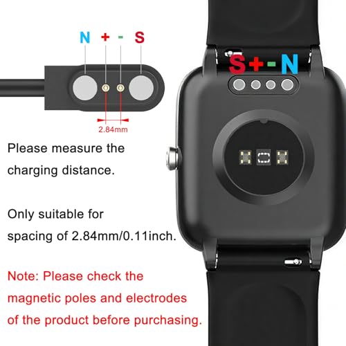 Mugust 5V Cable Cargador para Smartwatch Magnética Cargador Reloj Inteligente Accesorios para YAMAY SW023 Willful SW021 SW025 Letsfit ID206 ID205L Blackview (2 Pines 2.84mm)(USB 50cm) - imagen 2