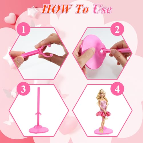 Image of Stands Compatible with Barbie Doll, Pink Doll Stands for Display Barbie,10PCS Stands Compatible with Barbie