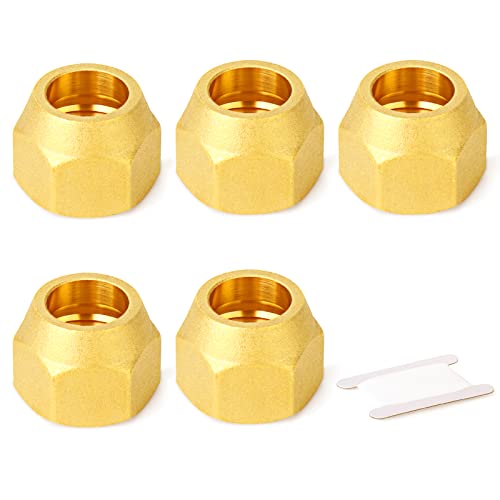 GASHER 10PCS Brass SAE 45 Degree Flare Tube Fitting,3/8" Flare Nut Air Conditioning Copper Pipe Extension Butt Copper Tube Flare Nut by GASHER - Used condition - US$11.27