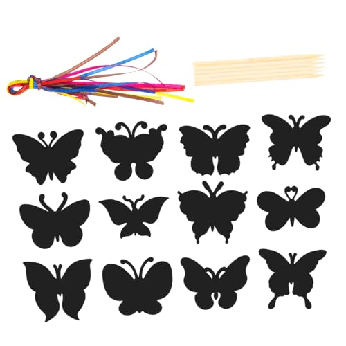 Didiseaon 12Pcs Butterfly Shaped Scratch Paper Craft Kits for Fun Party Decoration Unique Arts Crafts Enhance Festival Atmosphere Safe Material