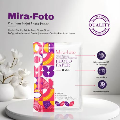 Image of 240 GSM 4R (4x6) Premium Glossy Inkjet Photo Paper | Microporous RC Coated | Instant Dry & Water-Resistant | Compatible with all Inkjet Printers | Pack of 100 sheets