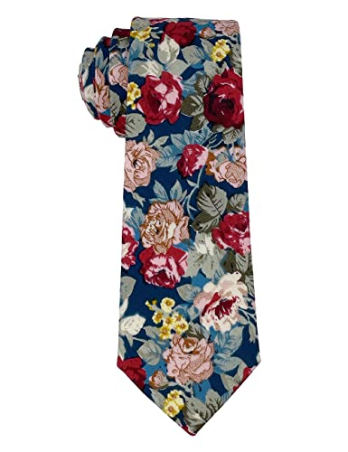 Image of Kebocis Mens Skinny Cotton Floral Tie for Men