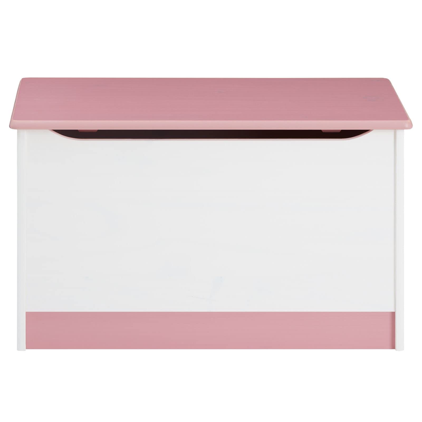 IDIMEX Coffre à Jouets Hannah Coffre de Rangement Malle rectangulaire avec abattant, en pin Massif lasuré Blanc Rose