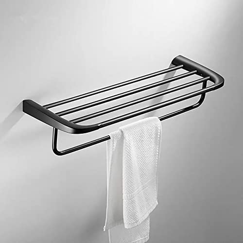 Toallero negro de latón montado en la pared para almacenamiento en baño y cocina 3