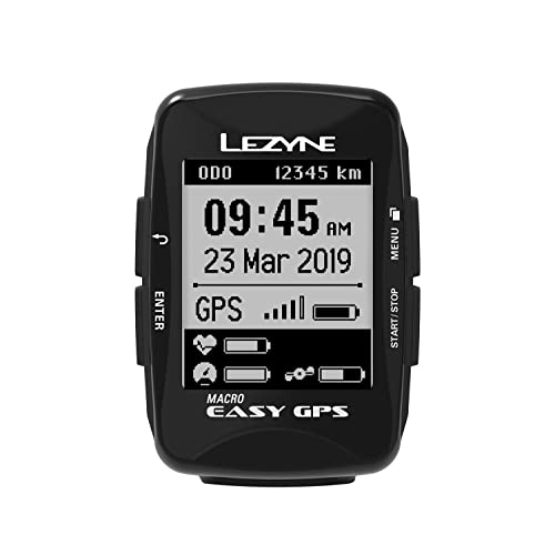 Lezyne Macro Easy - Contador GPS para Bicicleta o Bicicleta de montaña, Unisex, Color Negro, Talla única (Talla del Fabricante: t.One sizeque)