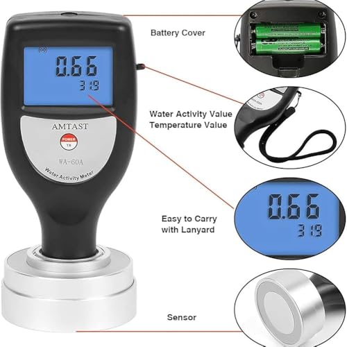 Testeur d'activité de l'eau – Moniteur d'alimentation avec affichage LED | Mesure l'activité de l'eau des céréales, des fruits, des légumes, des biscuits et des gâteaux