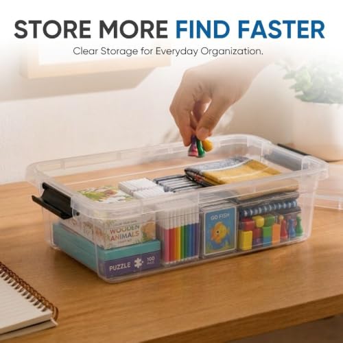 Image of Superio 13.7 Quart Clear Plastic Storage Bin with Lid, Stackable Organizer Box, BPA-Free Storage Container for Home, Garage, School & Office, 1 Pack
