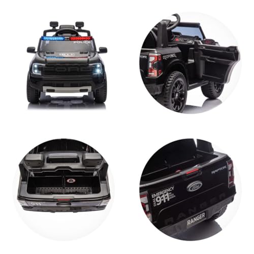 Chipolino Kinder Elektroauto Ford Police Bluetooth, Fernbedienung, Gurt, MP3, Farben:schwarz – Bild 7