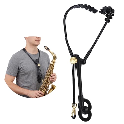 Saxophone Neck Strap, Double Shoulder Adjustable, Reduces Neck Strain | 360 Swivel Metal Snap Hook...