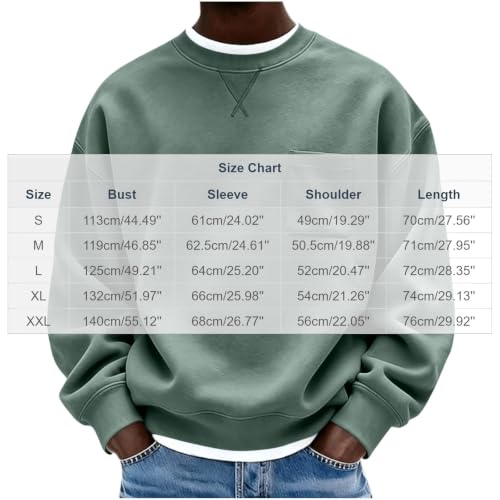 Sweatshirt for Men Crew Neck Long Sleeve Pullover with Chest Pocket Casual - image 3