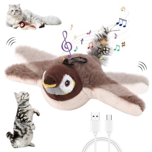Giocattolo Interattivo Per Gatti - Uccellino Volante Con Ali Battenti E Suoni, Ricaricabile USB - Foto 9