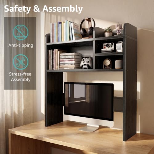 IGERI 30" Black Desk Hutch Dorm Top Only with Sheves Felt Board for College — view 4