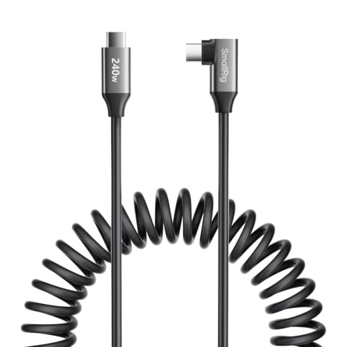 Image of SmallRig USB C to USB C Coiled Data Cable (Straight to Angled), 240W PD 3.1 Fast Charging Cable, USB 2.0 Data Transfer, TPU Coiled Design, Aluminum Alloy Shell for iPhone, Laptops, Tablets & More-5730