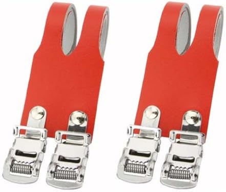 Leather Double Toe Straps Red. Bike pedal strap, bicycle pedal str