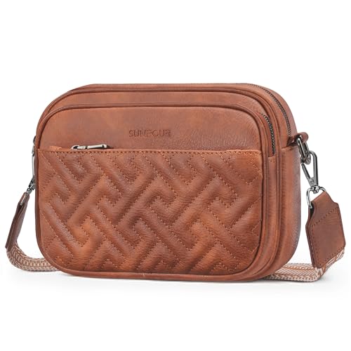 Image of Crossbody Bags for Women,Multi-Pocket Leather Crossbody Purse | RFID Blocking Pockets,Fits iPad,Adjustable Wide Strap,Quilted Exterior,8 Card Slots,Gift Ready