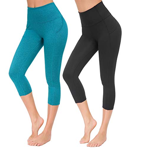 Munvot Women's Yoga Capri Leggings Exercise Workout Pants Gym Tights M