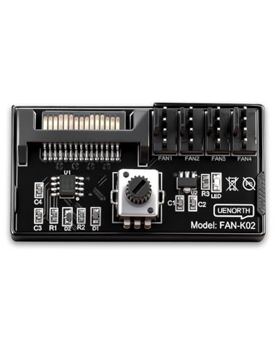 RIIEYOCA 12V 4 Pin PWM Fan Controller,PC Fan Hub Adapter 4-Way 4-Pin Fans Supported,Cooling Fans Hub PC Powered by SATA with Max Total 60W 5A Output